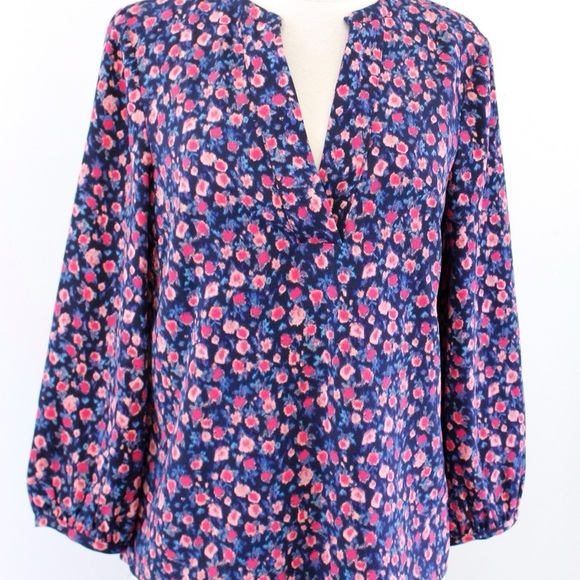 J. Crew Tops - J. Crew V Neck Pink Floral Blouse